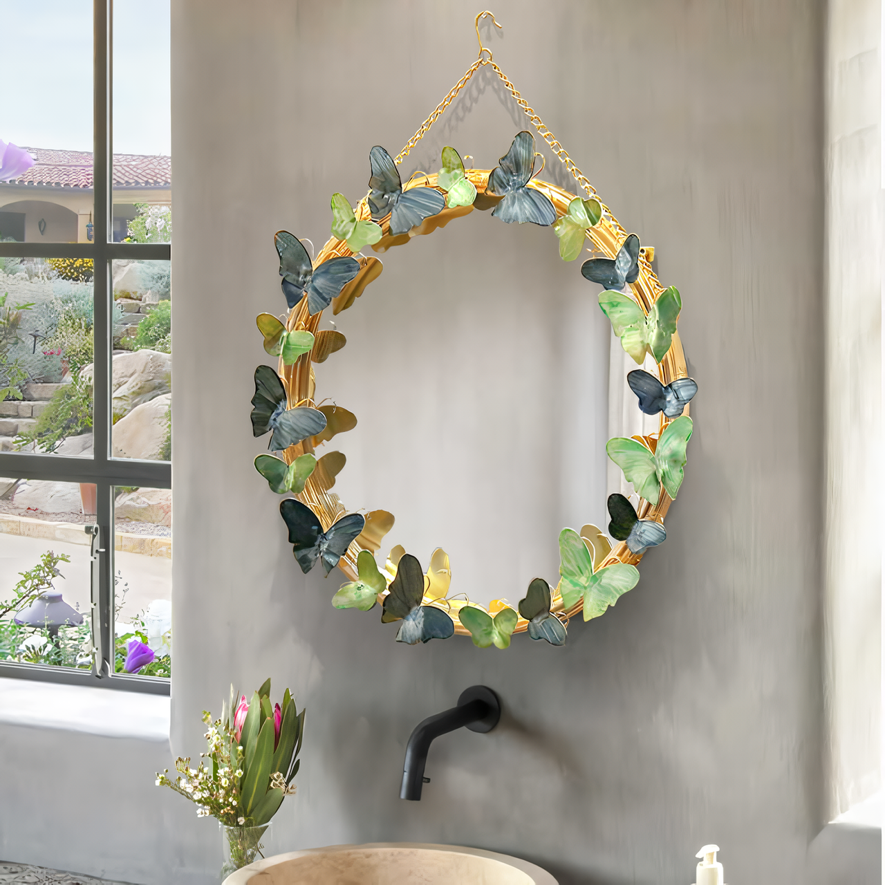 Vintage Rose Wall Mirror (MO09)